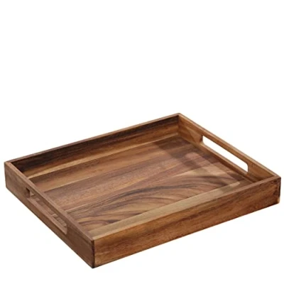 Abbildung von Zassenhaus Serviertablett Holz rechteckig 44 x 36 6 cm mit Griffen Frühstückstablett Holztablett Deko Tablet für Geschirr nachhaltig angebautes Akazienholz, 055467