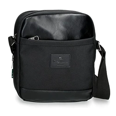 Abbildung von Pepe Jeans Sander Black Tablet Holder Umhängetasche 22x27x8 cm Polyester mit Details aus Kunstleder