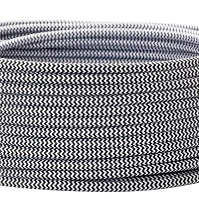 Abbildung von Textilkabel für Lampen, 10 m Schwarz Weiß, 3 adrig, (3x 0,75 mm²) Kunststoff Stromkabel mit Erdleiter, Textil ummantelt