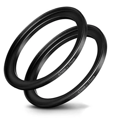 Abbildung von Step Up Ring für Kameraobjektiv, 67 mm Objektiv auf 77 Filter, Adapterring Objektiv, Premium Aluminium, 2 Stück