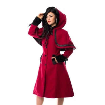 Abbildung von Vixxsin Wintermantel Elena Rot Rockabilly Vintage Retro Cape