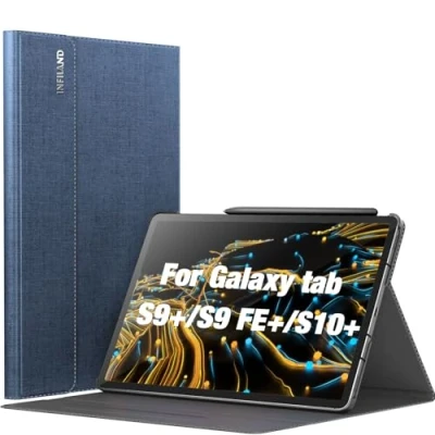 Abbildung von INFILAND Hülle für Samsung Galaxy Tab S10+ Plus / S9 FE+ S9+ (12,4 Zoll 2024/2023), Multi Winkel Ständer Dünn Schutzhülle mit Stifthalter, Auto Schlaf/Wach, Marineblau