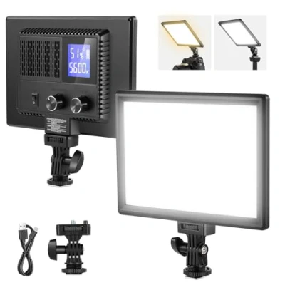 Abbildung von NEEWER 9&quot; LED Videoleuchte Panel, dimmbare, sanfte Beleuchtung für DSLR Kamera, 4000mAh Akku, USB Typ C Anschlüsse, 3200K 5600K CRI95+ 600Lux Fotografie Videoaufzeichnung Live Streaming NL 116AI
