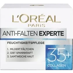 Abbildung von L&#039;Oréal Paris Feuchtigkeitspflege für das Gesicht, Pflegende Anti Aging Creme mit Kollagen Biosphären, Mildert Fältchen und spendet 24H Feuchtigkeit, Falten Experte 35+, 1 x 50ml