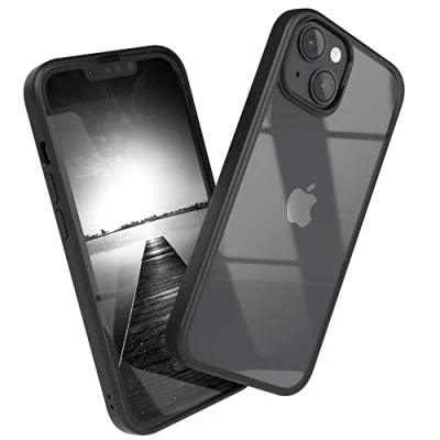 Abbildung von EAZY CASE Clear Hybrid Bumper Hülle kompatibel mit iPhone 14, Handyhülle Ultra Aufprallschutz, Stoßfest und Kratzfest, dünne Schutzhülle Kameraschutz, Cover Handy Case, Schwarz