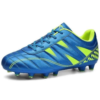 Abbildung von ASHION Fußballschuh Kinder Fussballschuhe Footballschuhe Outdoor Athletic Soccer Schuhe Z01,C Blau Grün,34EU