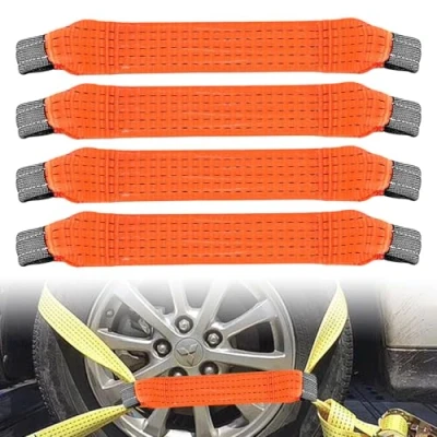 Abbildung von Quergurt Für Spanngurt,4 Stück 5 cm Breit,0,4 Meter Autotransport Zurrgurt,Auto Zurrschlaufe Trapezband,Gurtschlaufen Pkw Auto Transport,Motorrad,PKW,Kfz,5 Tonnen