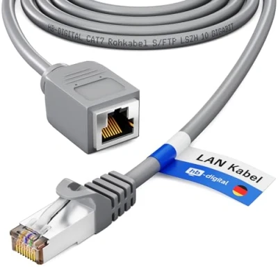 Abbildung von HB DIGITAL LAN Kabel Verlängerung CAT7 Patchkabel S/FTP PiMF LSZH Netzwerkkabel Netzwerkkabel, RJ45 (8P8C), (100 cm), Pins Vergoldet 3µ