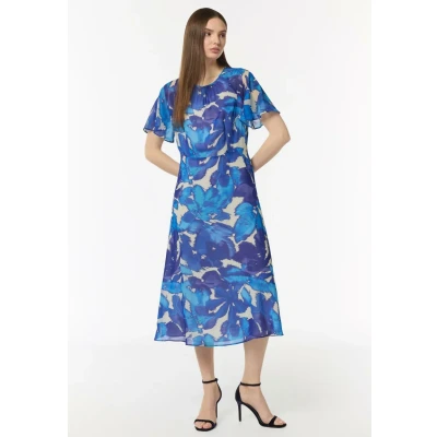 Abbildung von comma MIDI AUS Webware Freizeitkleid, Damen, Größe: 32, Himmelblau