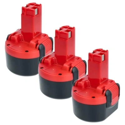 Abbildung von vhbw 3X Akku kompatibel mit Bosch GSR 9.6V, PSR 960 Werkzeug (1500 mAh, NiMH, 9,6 V)