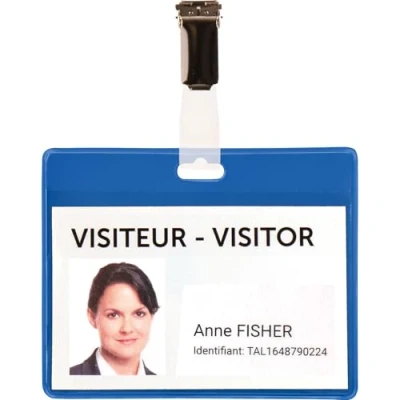 Abbildung von Tarifold Namensschild Besucher Set 103x82,5mm Clip Kunststoff blau VE=