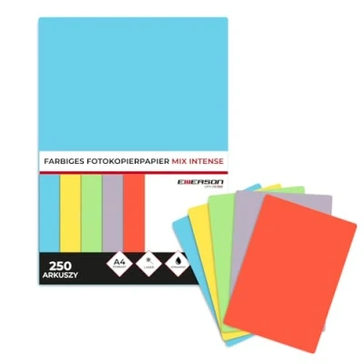 Abbildung von Emerson farbiges Druckerpapier Kopierepapier Intensiv Farbig Mix A4 5x50 Blatt 80 g/m2 210 x 297 mm250 Drucker: Laser, Inkjet, Fotokopierer, Fax, Basteln