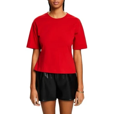 Abbildung von Esprit MIT Rundhalsausschnitt Tshirt basic, Damen, Größe: Large, Dark red
