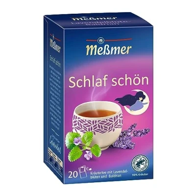 Abbildung von Meßmer SCHLAF SCHÖN Lavendelblüte Baldrian 20 Teebeutel Vegan Glutenfrei Laktosefrei