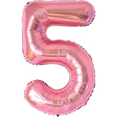 Abbildung von Geburtstag zahlen luftballon 5 jahre Folienballon XXL Rosa Riesen in 40&quot; 101cm Geburtstagsdeko Ballon Zahl Deko zum fliegt mit Helium
