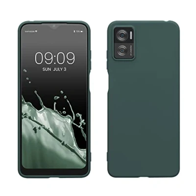 Abbildung von kwmobile Hülle kompatibel mit Motorola Moto E22 / E22i weiches TPU Silikon Case Cover geeignet für kabelloses Laden Blaugrün