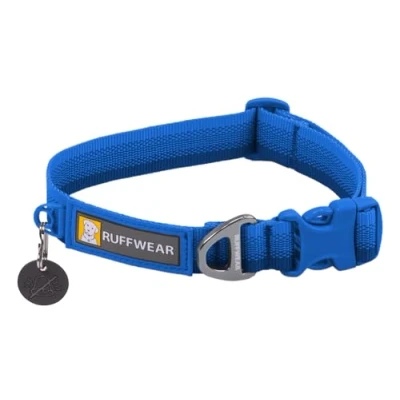 Abbildung von Ruffwear Front Range Halsband, Hundehalsband mit V Ring, längenverstellbares Haustier Hundehalsband, bequemer weicher Stoff, Haustierhalsband Hundeleinen Befestigungsring, Blue Pool 20&quot; 26&quot;