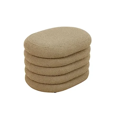 Abbildung von SVITA Blossom XL Hocker mit Stauraum Sitzbank Sitztruhe Sitzhocker Aufbewahrungsbox Polsterbank bis 200 kg belastbar Ottomane Boucle Bezug Hellbraun