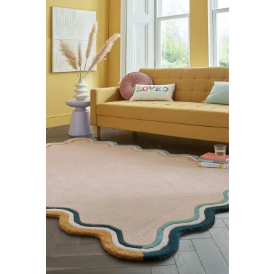 Abbildung von FLAIR RUGS Wollteppich &quot;Leo Scallop&quot;, rechteckig, Woll Border Teppich