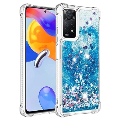 Abbildung von KBIKO zxl Hülle kompatibel mit Xiaomi Redmi Note 11 Pro 5G Schutzhülle Flüssig, Handyhülle Back Cover Glitter Flüssigkeit, TPU Silikon für 4G.Blue YBL