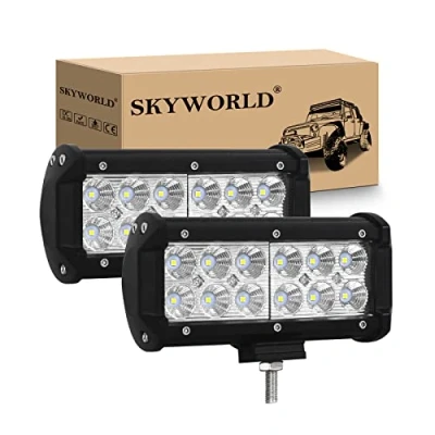 Abbildung von SKYWORLD LED Arbeitsscheinwerfer,2pcs 18 cm 36W Scheinwerfer Flutlicht Zusatzscheinwerfer 6000K Wasserdicht Rückfahrscheinwerfer für Auto Traktor Offroad SUV UTV ATV 12V 24V