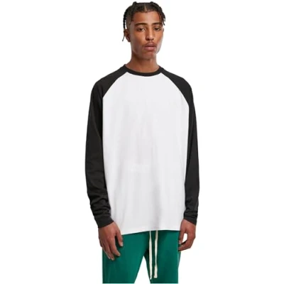 Abbildung von Urban Classics Organic Oversized Raglan Longsleeve Langarmshirt, Herren, Größe: XXL, White/black