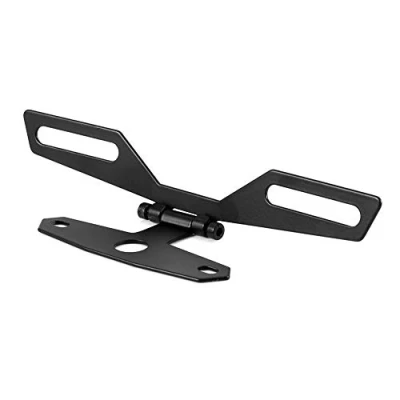 Abbildung von MAGT Kennzeichenhalter Motorrad, Klappbare Kennzeichenhalterung Nummernschildhalter Aluminiumlegierung Kennzeichen Rücklicht Halter für Motorrad ATV
