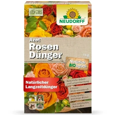 Abbildung von Neudorff Blumendünger Bio Azet RosenDünger 1 kg, mit 100 Tagen Langzeitwirkung, für langanhaltend farbenfrohe Rosen, Stauden und Blütenpflanzen, aus natürlichen Rohstoffen