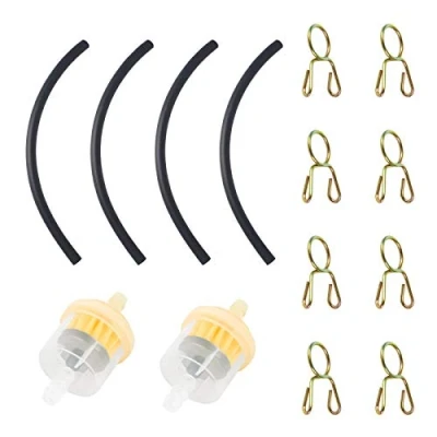 Abbildung von Iyowei 2 Set Motorrad Benzin Kraftstofffilter Universal Benzinschlauch Benzinfilter Vorfilter Schlauchschellen Kraftstoffschlauch Schlauchklemme für Auto Roller Rasenmäher