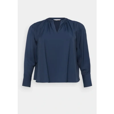 Abbildung von Tommy Hilfiger Curve V NECK Blouse Bluse, Damen, Größe: 46, Dark night navy