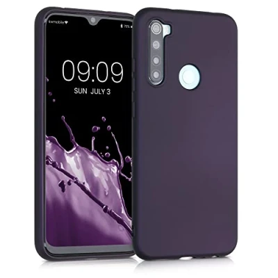 Abbildung von kwmobile Case kompatibel mit Xiaomi Redmi Note 8 (2019/2021) Hülle Schutzhülle aus Silikon metallisch schimmernd Handyhülle Metallic Brombeere