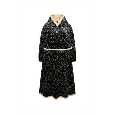 Abbildung von Ulla Popken Geometric Pattern Hooded Blanket Poncho Bademantel, Damen, Größe: 42 48, Black