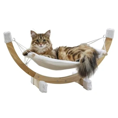 Abbildung von Kerbl Hängematte SIESTA, mit Holzgestell, Weiß 73x36x34cm