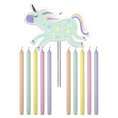 Abbildung von Einhorn und Regenbogen Kuchen Kerze 11 Stück