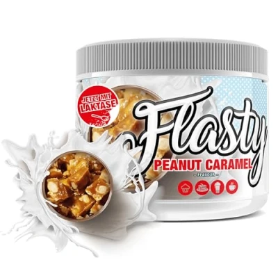Abbildung von Flasty Geschmackspulver (Peanutbutter Caramel) 1 x 250g Kalorienarmes Flavour Pulver mit &#039;Nur 5 kcal pro Portion&#039; bringt es Leben in deinen Quark, Joghurt und vielem mehr.