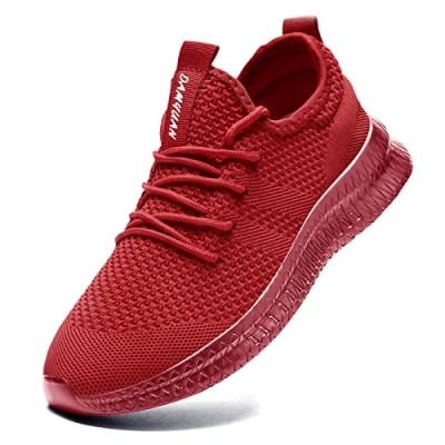 Abbildung von FUJEAK Herren Walkingschuhe Turnschuhe Fitnessstudio Sportschuhe Sneaker Running Tennis Schuhe Freizeit Straßenlaufschuhe Fashion Leichtgewichts Atmungsaktiv Schlüpfen Rot 43 EU
