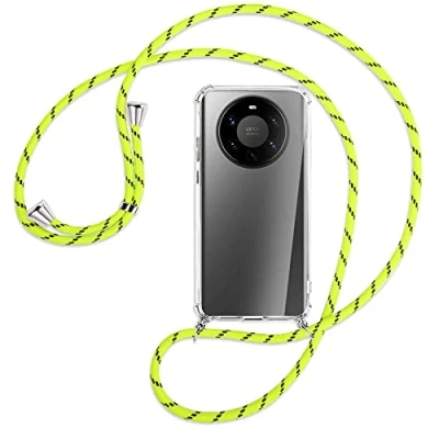 Abbildung von mtb more energy® Handykette kompatibel mit Huawei Mate 40 Pro Plus, Pro+ (6.67&#039;&#039;) Neon Gelb gestreift Smartphone Hülle zum Umhängen Anti Shock Full TPU Case