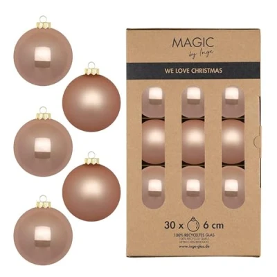 Abbildung von Weihnachtskugeln Glas 6cm 30 Stück matt &amp; glänzend Christbaumkugeln Weihnachtsbaumkugeln für Weihnachten Christbaumschmuck Weihnachtsbaumschmuck Golden Sesame