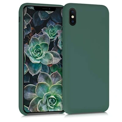 Abbildung von kwmobile Hülle kompatibel mit Apple iPhone XS Max Silikon Handy Case Handyhülle weiche Oberfläche kabelloses Laden Tannengrün