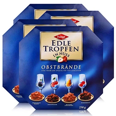 Abbildung von Trumpf Edle Tropfen in Nuss Obstbrände 250g Pralinen mit Alkohol (4er Pack)