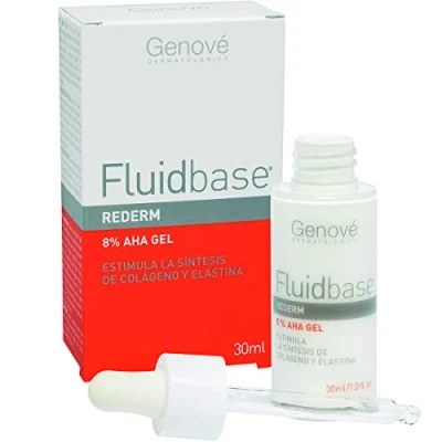 Abbildung von Fluidbase Rederm 8% AHA Gel Forte Antiaging Trockene und Akne empfindliche Haut Macht die weich geschmeidig Bekämpft Falten, Hyperpigmentierung, Akneverletzungen, 30 ml