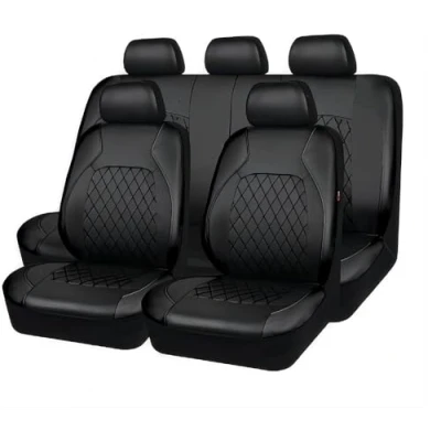 Abbildung von VENOAL 9 Stück Autositzbezüge für Mitsubishi Colt Z30 / ClearTec 2004 2005 2006 2007 2008 2009 2010 2011 2012, Sitzbezügesets PU Leder Allwetter Atmungsaktiv Wasserdicht Auto Zubehör,Black