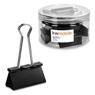 Abbildung von kwmobile 50x Foldback Klammern Set 32mm Vielzweckklammer Büro Dokumenten Clips Metall Maul Klammer Klemmen in Schwarz