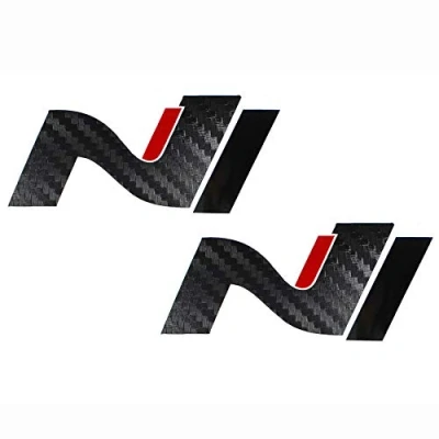 Abbildung von 2er Set Folie Schutzfolie für Dekor Logo Vorne und Hinten Emblem Aufkleber Front Heck Selbstklebend Passgenau Auto K054 (Rot/Carbon/Schwarz)