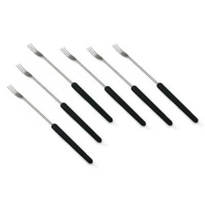 Abbildung von Swissmar F79203 Käse Fondue Gabeln Set 6 teiliges, Edelstahl, Schwarz, 27cm, Hitzebeständiger Griff, Geschenkset