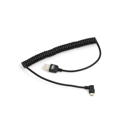 Abbildung von System S Dehnbares Spiralkabel Micro USB 2.0 Kabel gewinkelt 90 Grad Winkelstecker (rechts/Male) Adapter Datenkabel und Ladekabel 50 135 cm