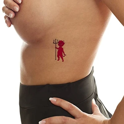 Abbildung von 5 x Teufel Tattoo in rot Hörner und Dreizack Temporary Body (5)