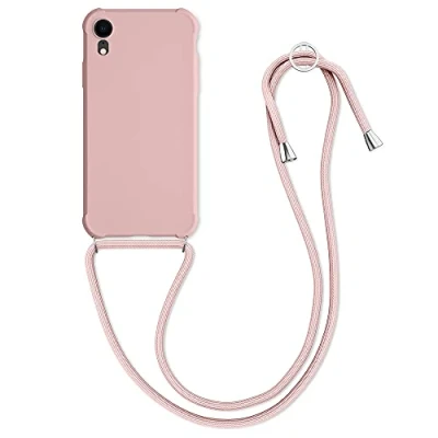 Abbildung von kwmobile Necklace Case kompatibel mit Apple iPhone XR Hülle Cover Kordel zum Umhängen Silikon Schutzhülle Perlmutt