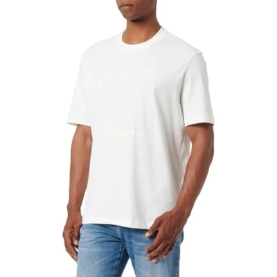 Abbildung von Armani Exchange Men&#039;s The Grid, Sustainable, Embossed Logo Lettering T Shirt Off White,L