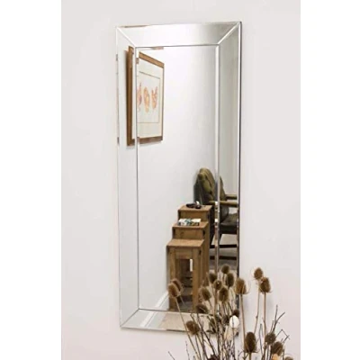 Abbildung von MirrorOutlet Große Single Edge venezianischen modernes Kleid Wandspiegel 3 FT10 x 1 FT6 (117 46 cm)